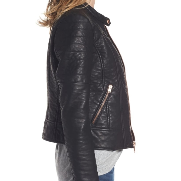 Marc NY Blakely Womens Moto Faux Leather Coat Jack - Picture 3 of 4